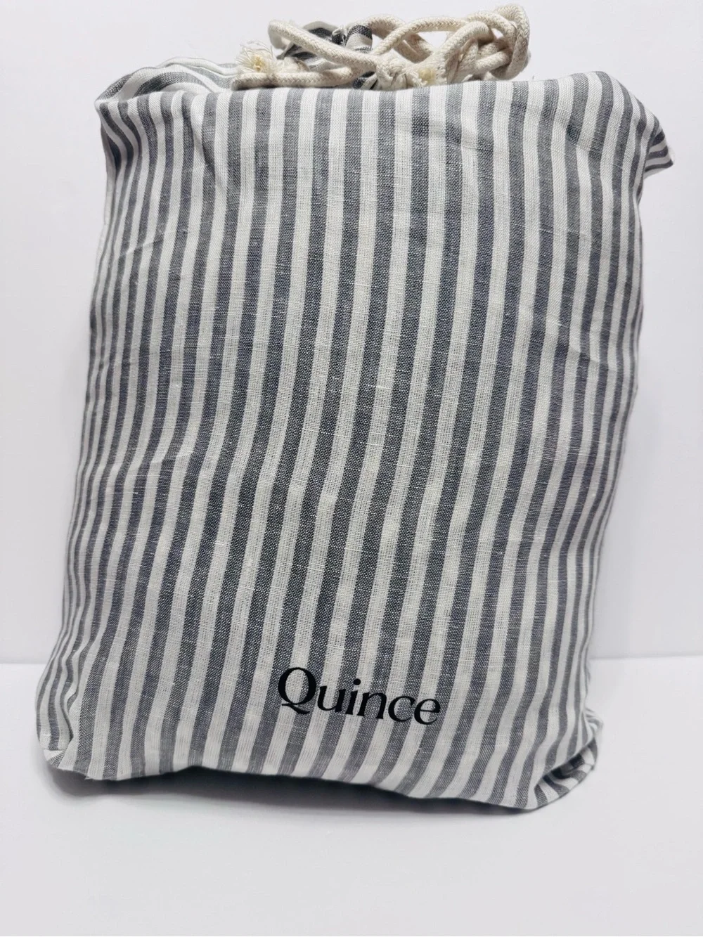 Quince European Linen Duvet Cover Set | Gray & White Stripe | Full/Queen